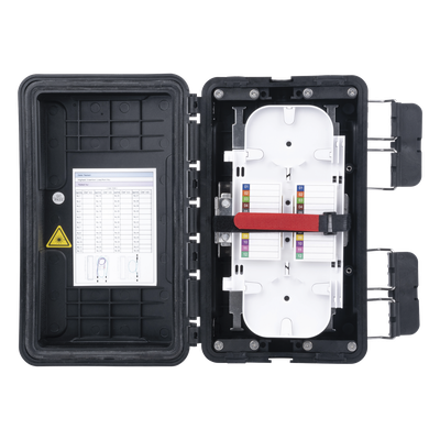 Cierre de Empalme Caja de Distribución de Fibra Óptica, Hasta 96 Empalmes, Exterior IP65, Color Negro