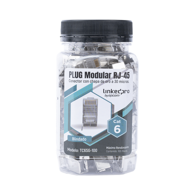 Bote con 100 Piezas de Plug Modular RJ45 Cat6 blindado con pin de tierra, chapado de oro a 30 micras para durabilidad ex