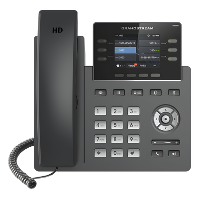 Teléfono IP Grado Operador, 3 líneas SIP con 6 cuentas, puertos Gigabit,PoE, pantalla a color 2.4″, codec Opus, IPV4/IPV
