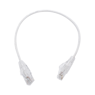 Cable de Parcheo Slim UTP Cat6 – 30 cm Blanco, Diámetro Reducido (28 AWG)