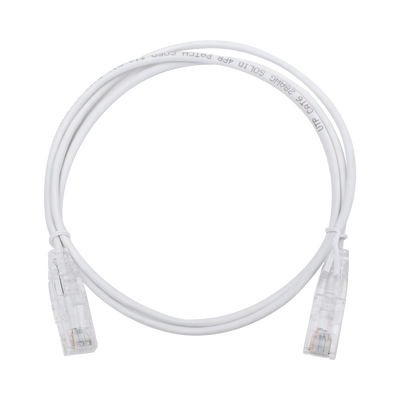 Cable de Parcheo Slim UTP Cat6 – 1 metro, Blanco, Diámetro Reducido (28 AWG)