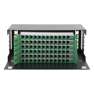 Distribuidor de Fibra Óptica con bandejas deslizables, vacío, 19in, acepta 72 adaptadores «LC Duplex» o «LC Simplex» o 7