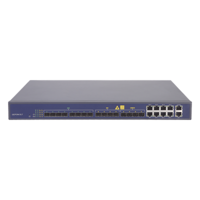 OLT de 8 puertos EPON con 16 puertos Uplink (8 puertos Gigabit Ethernet + 4 puertos SFP + 4 puertos SFP+), hasta 512 ONU