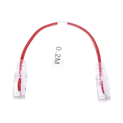 Cable de Parcheo Slim UTP Cat6 – 20 cm Rojo Diámetro Reducido (28 AWG)