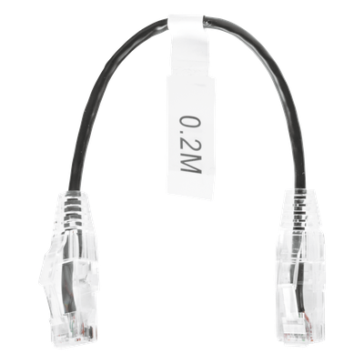 Cable de Parcheo Slim UTP Cat6 – 20 cm Negro Diámetro Reducido (28 AWG)