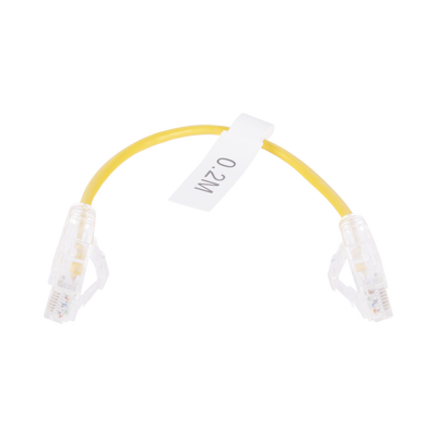 Cable de Parcheo Slim UTP Cat6 – 20 cm Amarillo Diámetro Reducido (28 AWG)