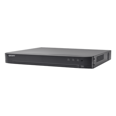(COMPATIBLE HIK-CONNECT) DVR 4 Megapixel / 16 Canales TURBOHD + 8 Canales IP / 1 Bahía de Disco Duro / Audio por Coaxitr