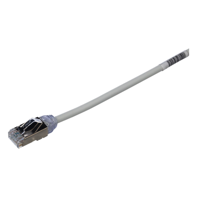 Patch Cord Cat6A, Diametro Reducido 28 AWG, Blindado S/FTP, CM/LS0H, 20 cm, Color Gris
