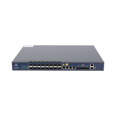 OLT de 16 puertos GPON con 8 puertos Uplink (4 puertos Gigabit Ethernet + 4 puertos SFP / puertos SFP+), hasta 2,048 ONU
