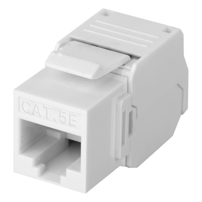 Módulo Jack Keystone Cat5e (toolless), con terminación en ángulo 180 º Color Blanco, Compatible con Faceplate y Patchpan