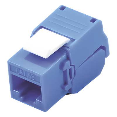Módulo Jack Keystone Cat5e (toolless), con terminación en ángulo 180 º Color Azul, Compatible con Faceplate y Patchpanel