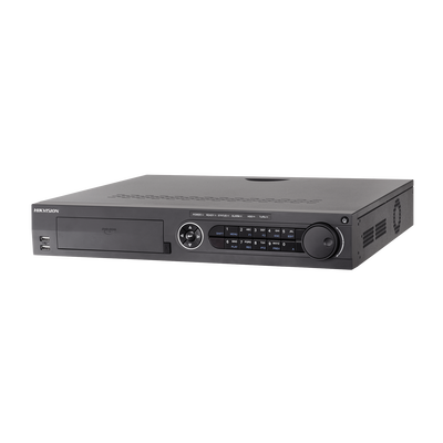 DVR 4 Megapixel / 32 Canales TURBOHD + 16 Canales IP / 4 Bahías de Disco Duro / 4 Canales de Audio / Videoanalisis / 16