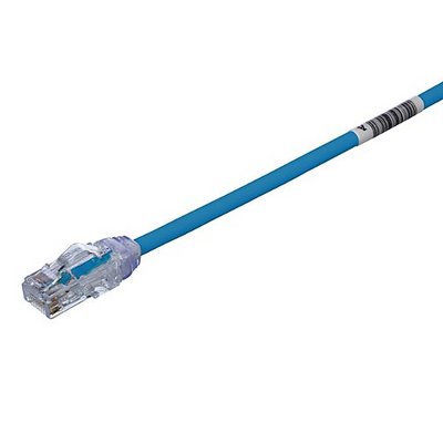 Cable de Parcheo UTP Cat6A, CM/LSZH, Diámetro Reducido (28AWG), Color Azul, 0.5 metros