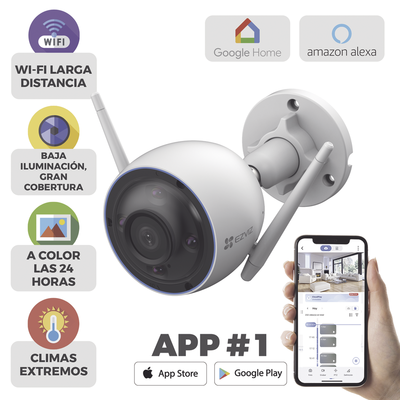 Cámara Doméstica WiFi / (3K) 5MP / Detección humana / Detección de Vehiculo / Sirena / Luz Parpadeante / Colores en Oscu