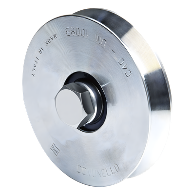 (300V-120) – Rueda con ranura en V de 4″ / Para puertas corredizas / Hasta 530 lb (240 Kg) / 1 rodamiento / 7/8″ de anch