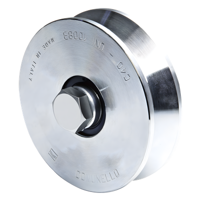 (305V-120) – Rueda con Ranura en V de 4″ / Para puertas corredizas de hasta 990 lb (450 Kg) / 2 Rodamientos / 1-1/8″ de