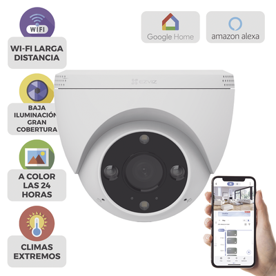 Domo IP 2 Megapíxel / Wi-Fi / Sirena y Estrobo /Audio de Dos Vías / Notificación Push / Audios Personalizables / Ranura
