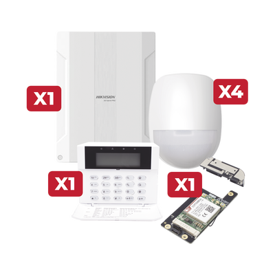 Kit de Alarma Ax Hybrid Pro de 48 zonas/ Incluye Panel / Comunicador 3G/4G / Teclado Programador y 4 Detector PIR