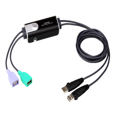 Switch KM (Teclado y Mouse) formato cable USB de 2 puertos