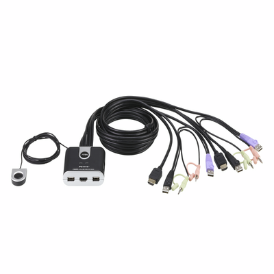 Switch KVM formato cable HDMI/Audio USB de 2 puertos