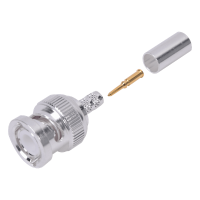Conector BNC Macho de Anillo Plegable para Cable LMR-195, RG-58/U, RG-142/U, Plata/Oro/Teflón.