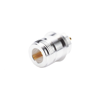 Conector N Hembra, para Montaje Frontal en Panel, Doble D Plano, Plata/ Oro/ Teflón.