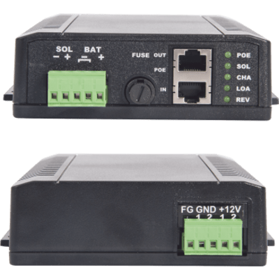 Controlador Solar POE, Entrada 24 Vcd Hasta dos Paneles Solares de 125 Watts (en Serie), Salida PoE Pasivo en 24 Vcd Has