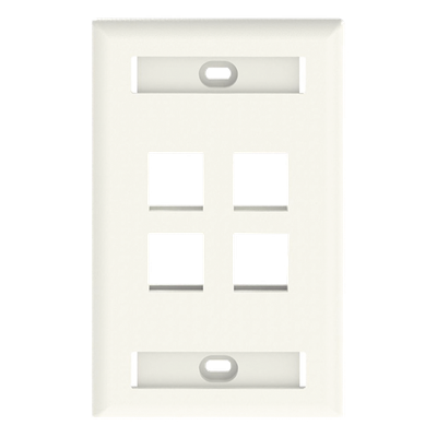Placa de Pared Vertical, Salida Para 4 Puertos Keystone, Con Espacios Para Etiquetas, Color Banco Mate