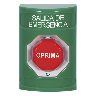 Botón de Salida de Emergencia en Español, Acción Mantenida, Girar para Restablecer y LED Multicolor
