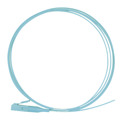 Pigtail de Fibra Óptica Simplex LC, PVC, OM3 50/125, Aqua, 1 metro