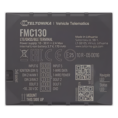 Rastreador Vehicular / 4G LTE CAT 1 / 2G / GNSS Multi-Constelación / Bluetooth 4.0 / 3 I/O Digitales / Batería 170 mAh /