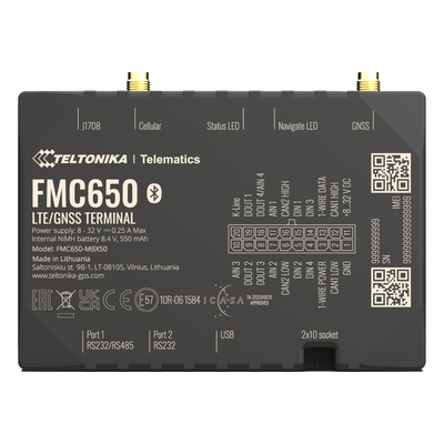 Rastreador Vehicular GPS / 4G LTE Cat 1 con 2G Fallback / Lectura CAN J1939/J1708 / Bluetooth / 4 Entradas/Salidas Digit